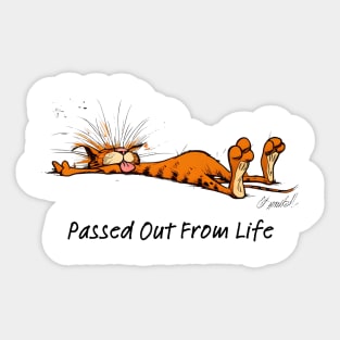 Bloom County Bill The Cat Passed Out From Life Funny Cartoon Sticker